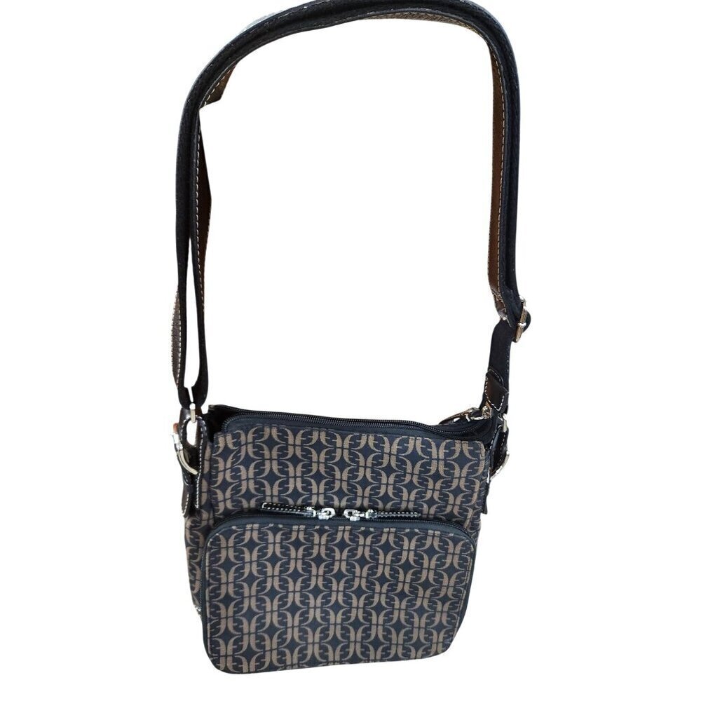 Fossil Monogram Crossbody Shoulder Bag With Adjustable Strap & Multiple Compartm